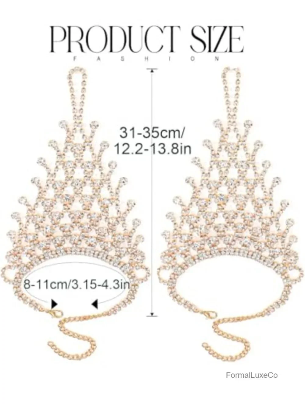Fingerless Rhinestone Gloves Metallic Hand Jewelry Women Party